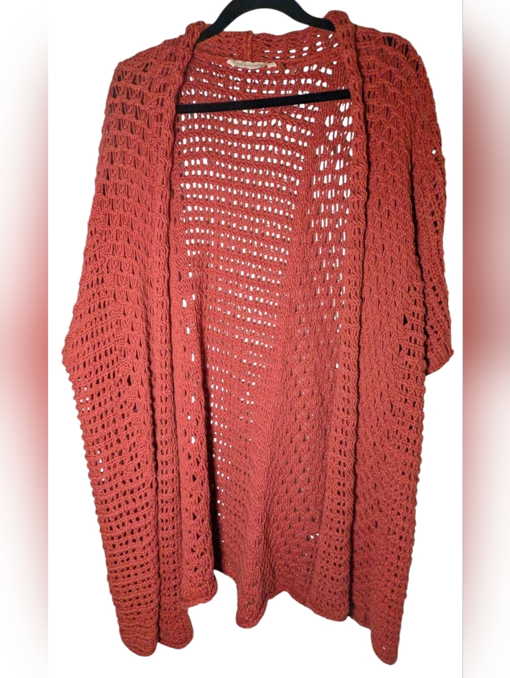 Soft Surroundings Oversized Burnt Orange Open Knit Cardigan